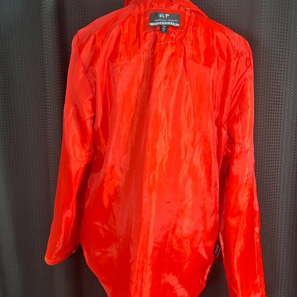 Vintage 90s Y2K Does 60s Womans Red Vinyl Jacket Lined Pockets Mod Go Go - Picture 12 of 16